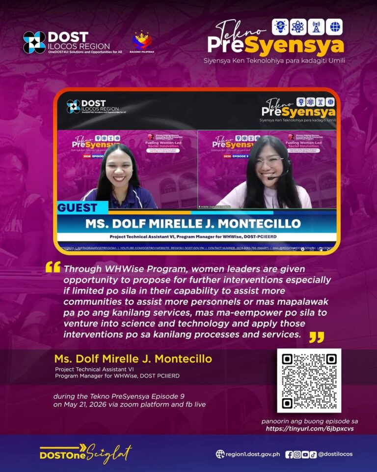 Strengthening Women Through Innovation: DOST-PCIEERD Highlights WHWise Program for Women-Led Social Enterprises on Tekno PreSyensya